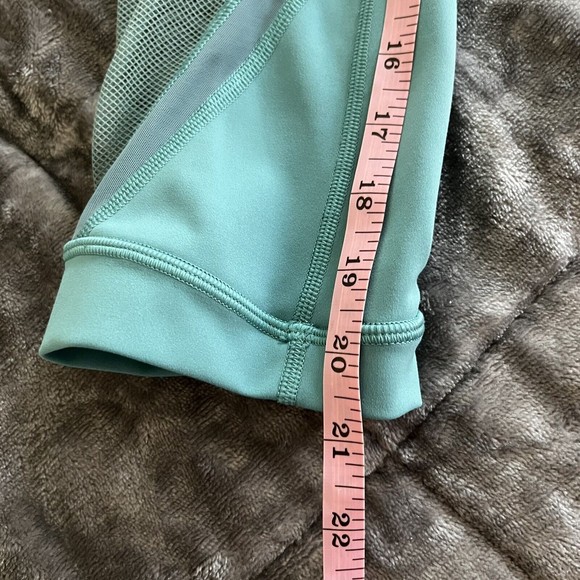 Lululemon Forget The Sweat Crop 21" Turquoise Sea Size 6 Mesh Details Teal Blue - Picture 14 of 15